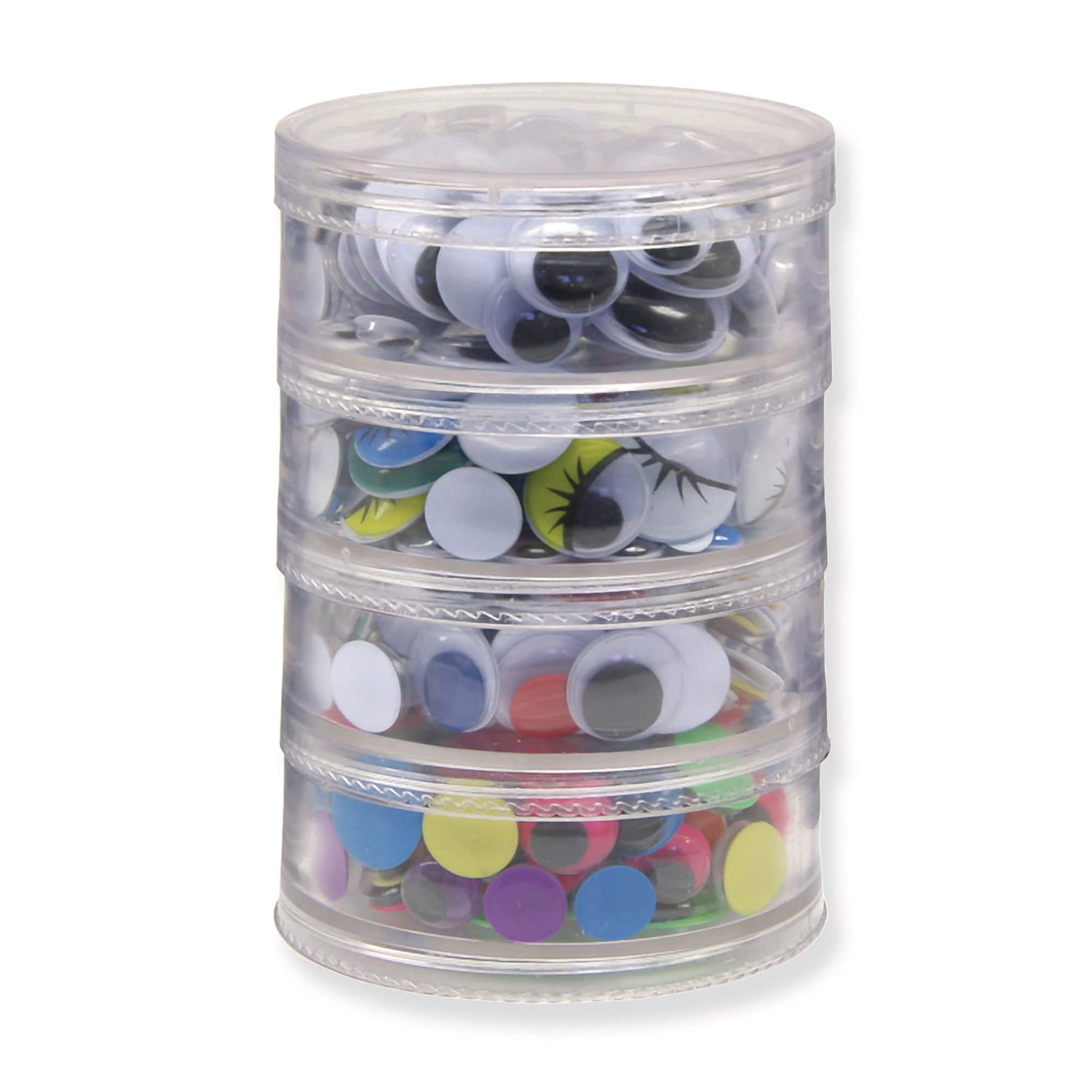 Creativity Street® Round Black, Painted & Bright Wiggle Eyes Storage Stacker, 2 Packs of 400